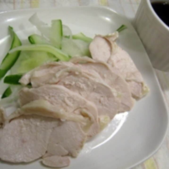 蒸し鶏ピーラー野菜添え